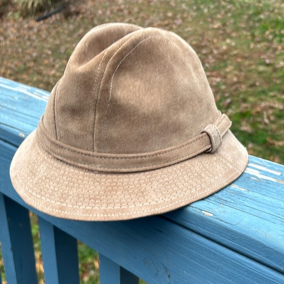 Genuine Suede Leather Fedora! Casual Winter Hat, Like New! Women’s Small - Picture 2 of 9